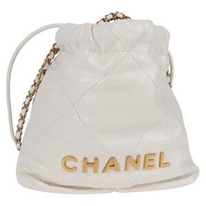 Chanel Bicolore Chain CHANEL 22 Mini Bag Lamb Skin White CC Handbag